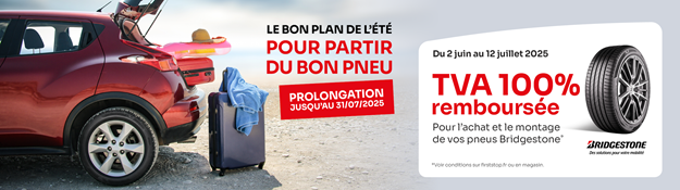 TVA 100% remboursée sur vos pneus Bridgestone* !